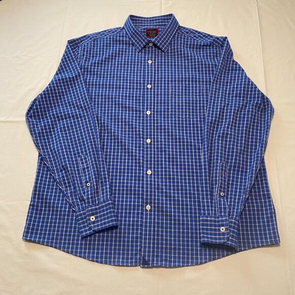 UNTUCKit Men’s Performance Kiepersol Button-Down Shirt 2XL Blue White Plaid - Picture 2 of 16